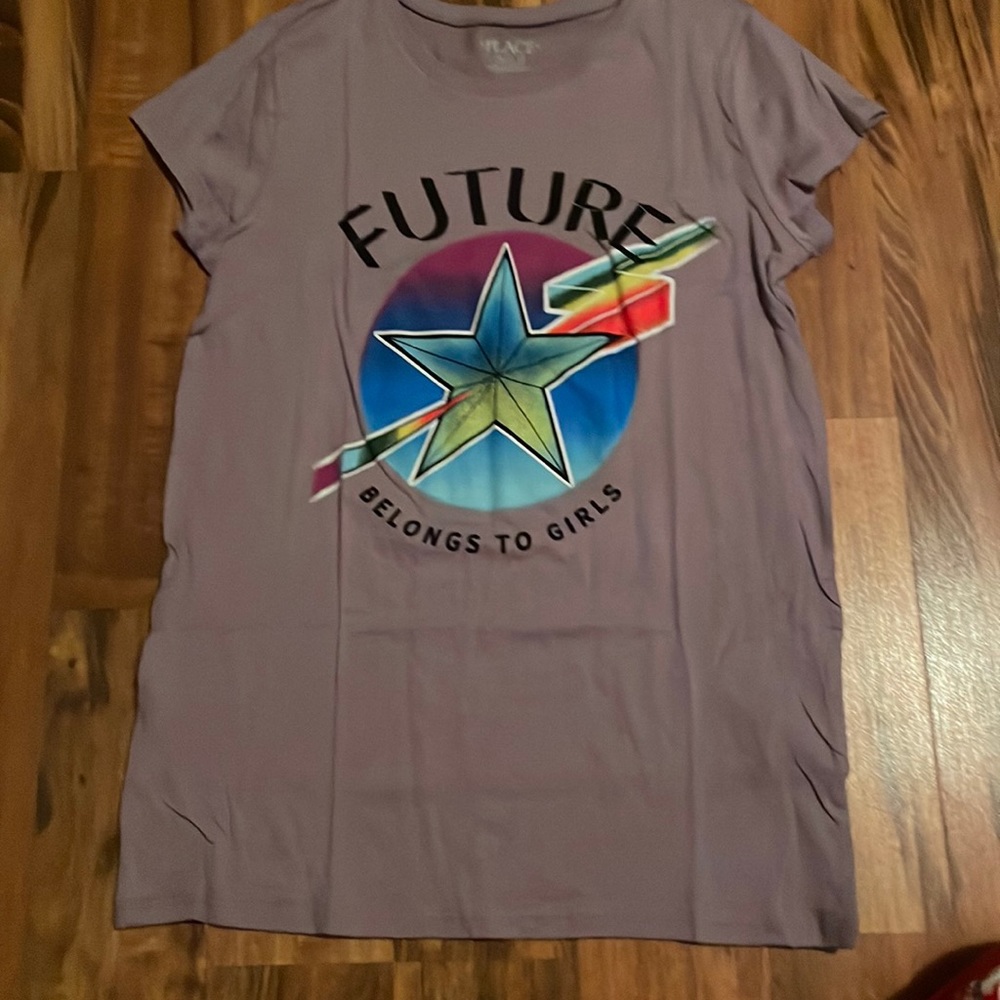 A tee that says “Future belongs to girls”, girls XL, from the Children’s Place.